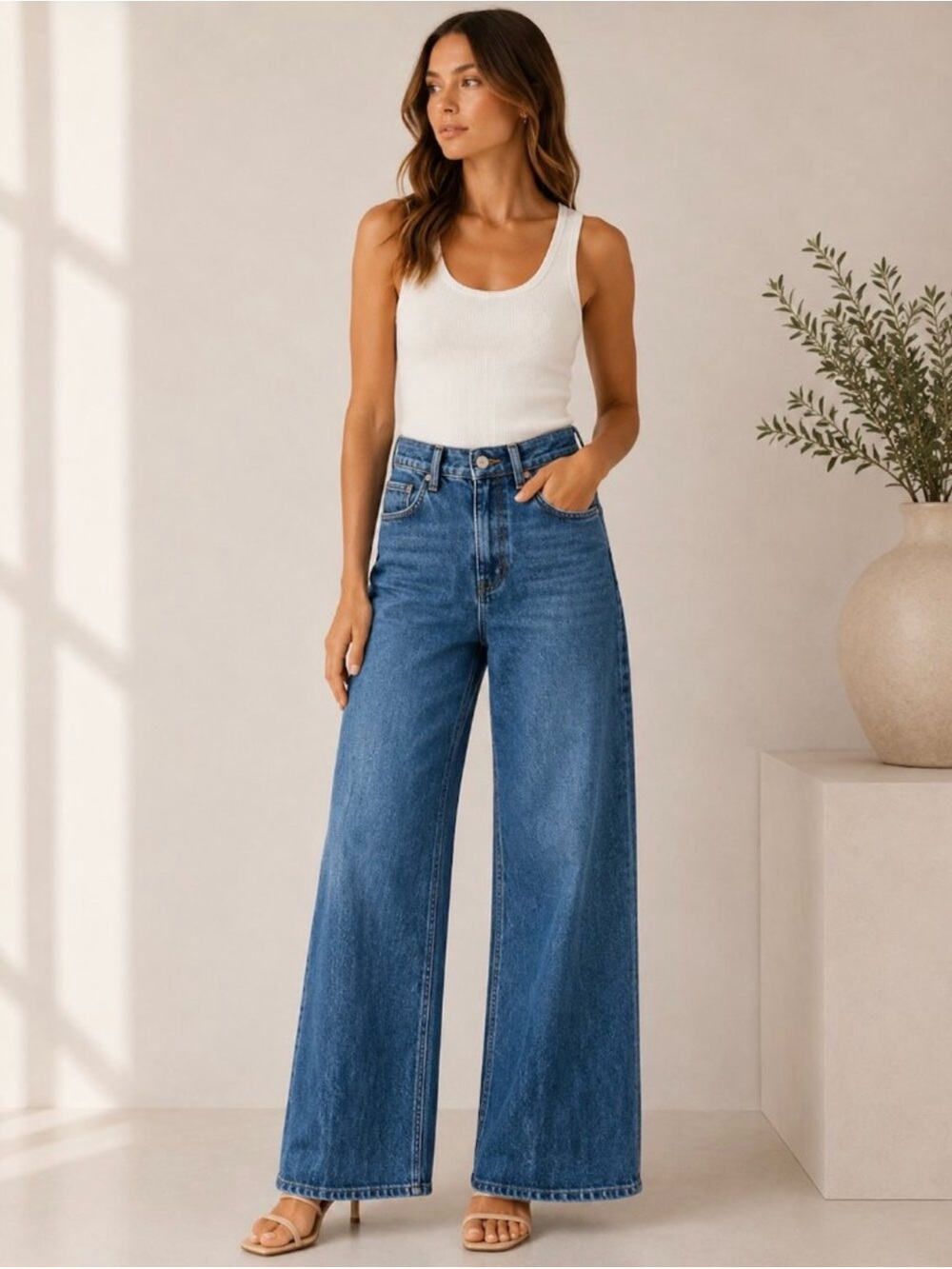 PAIGE ANESSA Women’s Blue Wide-Leg High-Rise Jeans - Picture 10 of 10